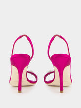 Manolo Blahnik Pink Satin Embellished Slingback Sandals