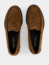 Prada Cocoa Brown Suede Penny Loafers