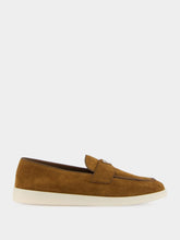 Prada Cocoa Brown Suede Loafers with Logo Detail