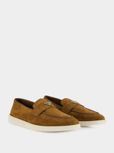 Prada Cocoa Brown Suede Loafers with Logo Detail