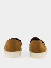 Prada Cocoa Brown Suede Loafers with Logo Detail