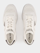 Prada White and Black Downtown Leather Sneakers