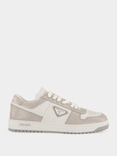 Prada White and Grey Downtown Leather Low-Top Sneakers