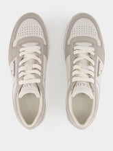Prada White and Grey Downtown Leather Low-Top Sneakers