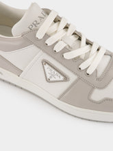 Prada White and Grey Downtown Leather Low-Top Sneakers