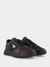 Prada Black Leather & Nylon High-Top Sneakers