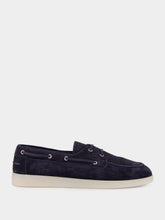 Prada Navy Suede Boat Shoes with Laces