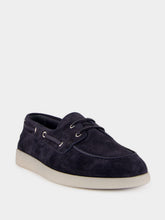 Prada Navy Suede Boat Shoes with Laces
