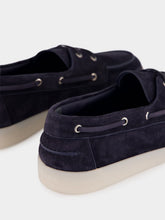 Prada Navy Suede Boat Shoes with Laces