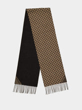 Prada Black Brown Symbole Wool Cashmere Scarf