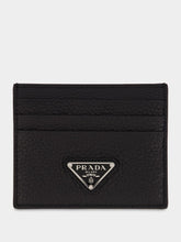 Prada Black Leather Card Holder with Triangle Logo