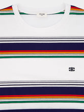 Celine T-Shirt Loose Triomphe Cotton Rayure Surf