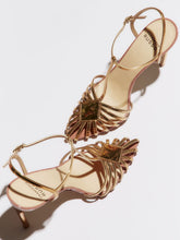 Francesco Russo Gold Cage Sandals in Kid Leather