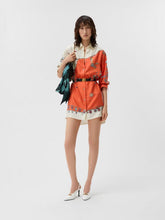 Versace Orange Printed Silk Mini Shirt Dress