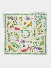 Ferragamo Ivory and Sky Blue Eden Shoes Print Silk Scarf