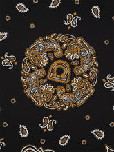 Ferragamo Black and Gold Arabesque Silk Scarf