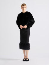 Prada Black Stretch Jersey Skirt with Fur Trim