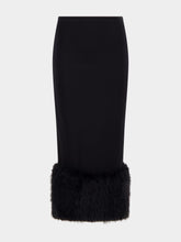 Prada Black Stretch Jersey Skirt with Fur Trim
