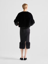 Prada Black Stretch Jersey Skirt with Fur Trim