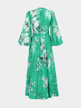 Zimmermann Green Floral Cotton Wrap Midi Dress