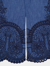 Zimmermann Railway Blue Coco Embroidered Denim Pant
