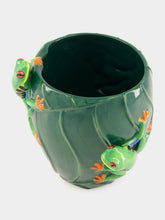 Quail Ceramics Hand-Painted Green Frog Vase