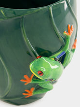 Quail Ceramics Hand-Painted Green Frog Vase