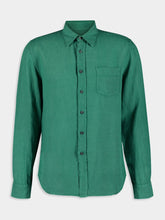 Regular Fit Green Linen Shirt