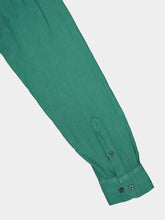 120% Lino Regular Fit Green Linen Shirt