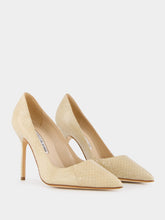 Manolo Blahnik Beige Snakeskin-Effect Pointed Toe 105mm Pumps