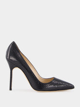 Manolo Blahnik Black Snakeskin-Effect Pointed Toe 105mm Pumps