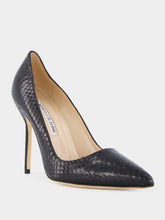 Manolo Blahnik Black Snakeskin-Effect Pointed Toe 105mm Pumps