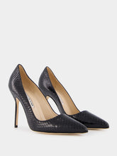 Manolo Blahnik Black Snakeskin-Effect Pointed Toe 105mm Pumps