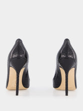 Manolo Blahnik Black Snakeskin-Effect Pointed Toe 105mm Pumps