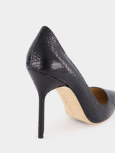 Manolo Blahnik Black Snakeskin-Effect Pointed Toe 105mm Pumps