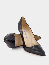 Manolo Blahnik Black Snakeskin-Effect Pointed Toe 105mm Pumps