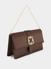 Manolo Blahnik Brown Capri Satin Buckle Clutch
