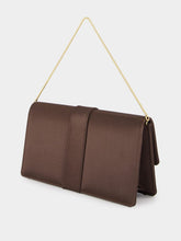 Manolo Blahnik Brown Capri Satin Buckle Clutch
