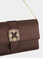 Manolo Blahnik Brown Capri Satin Buckle Clutch