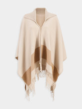 Ferragamo Camel Fringed Wool Cape