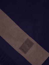 Ferragamo Navy Blue Fringed Wool Cape