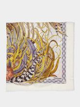 Ferragamo Ivory Rooster Print Cashmere-Silk Shawl