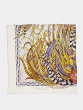 Ferragamo Ivory Rooster Print Cashmere-Silk Shawl