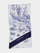 Ferragamo Blue Voyage Print Silk Bandeau