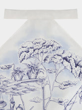Ferragamo Blue Voyage Print Silk Halter Top