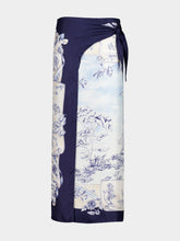 Ferragamo Blue Voyage Print Silk Sarong