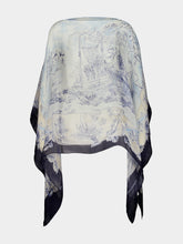 Ferragamo Blue Voyage Print Silk Cape