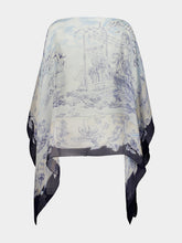 Ferragamo Blue Voyage Print Silk Cape