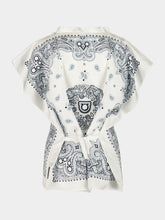 Ferragamo Sky Blue Arabesque Silk Poncho