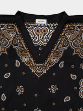 Ferragamo Black and Clay Arabesque Silk Poncho